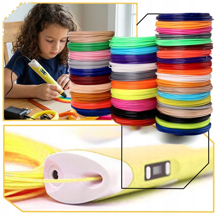 DŁUGOPIS 3D DRUKARKA PEN Dla Dzieci Zestaw +FILAMENT 109 + MATA + SZABLONY Producent Lewer